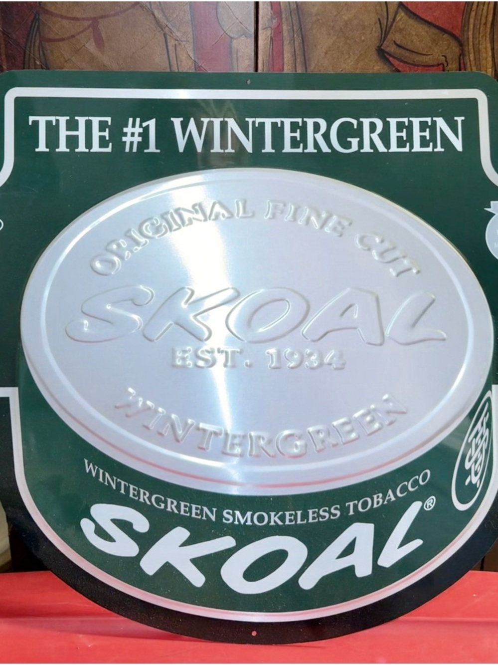Source Unknown SKOAL Wintergreen Metal Sign - Green, White, Silver